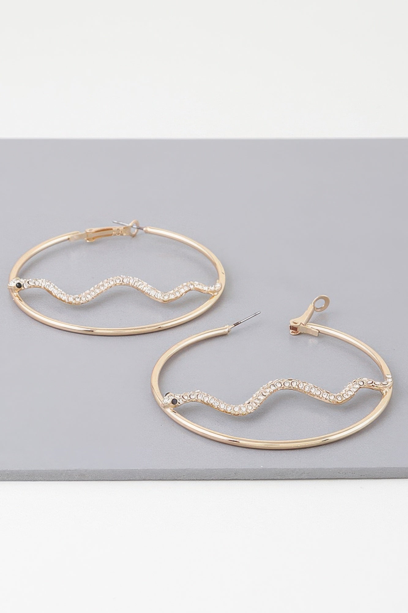 Bejeweled Snake Hoop Earrings - Tigbul's Variety Fashion Shop