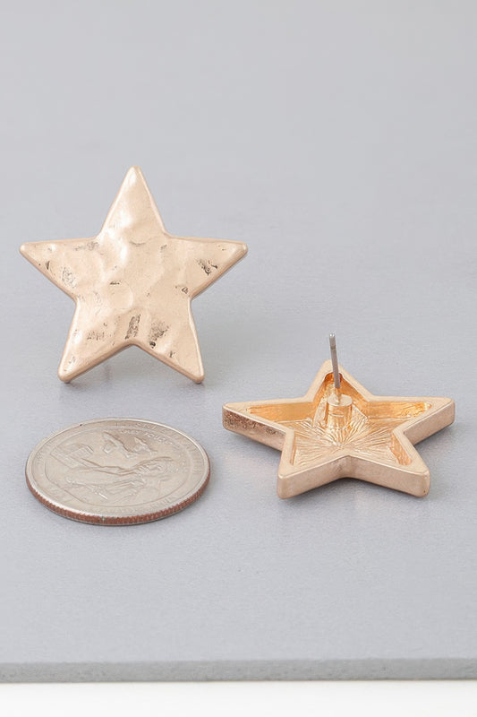 Gold Color Star Indented Earrings - Tigbul's Variety Fashion Shop