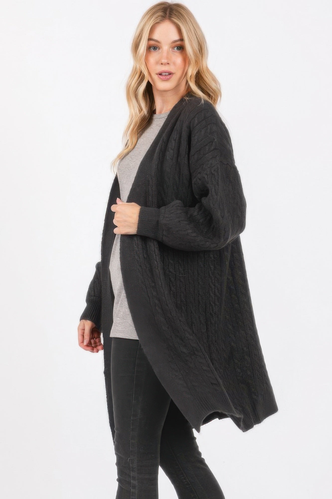Cable Knit Cardigan - Tigbul's Variety Fashion Shop
