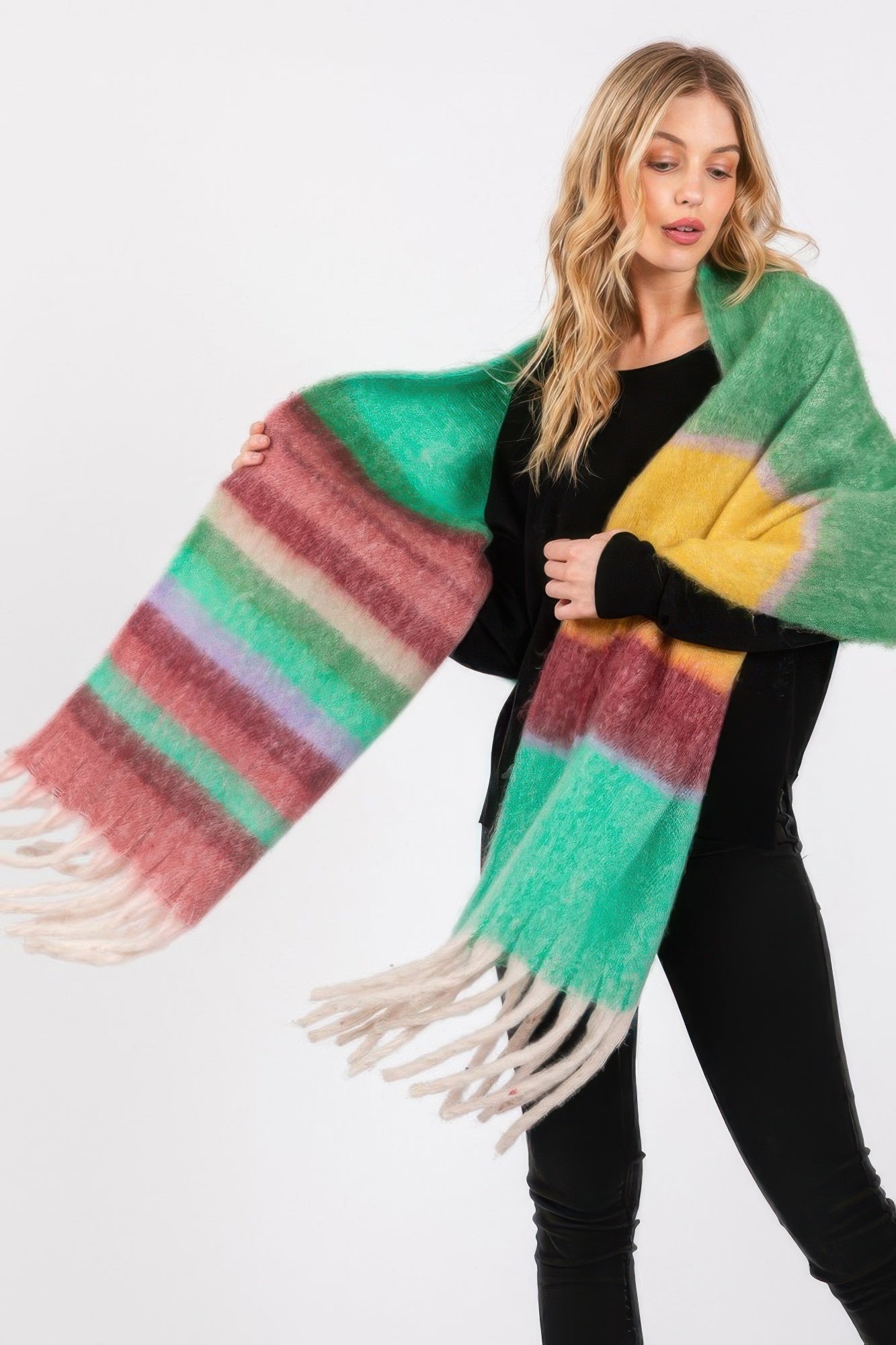 Brushed Multi Color Stripe Scarf - Tigbul's Variety Fashion Shop