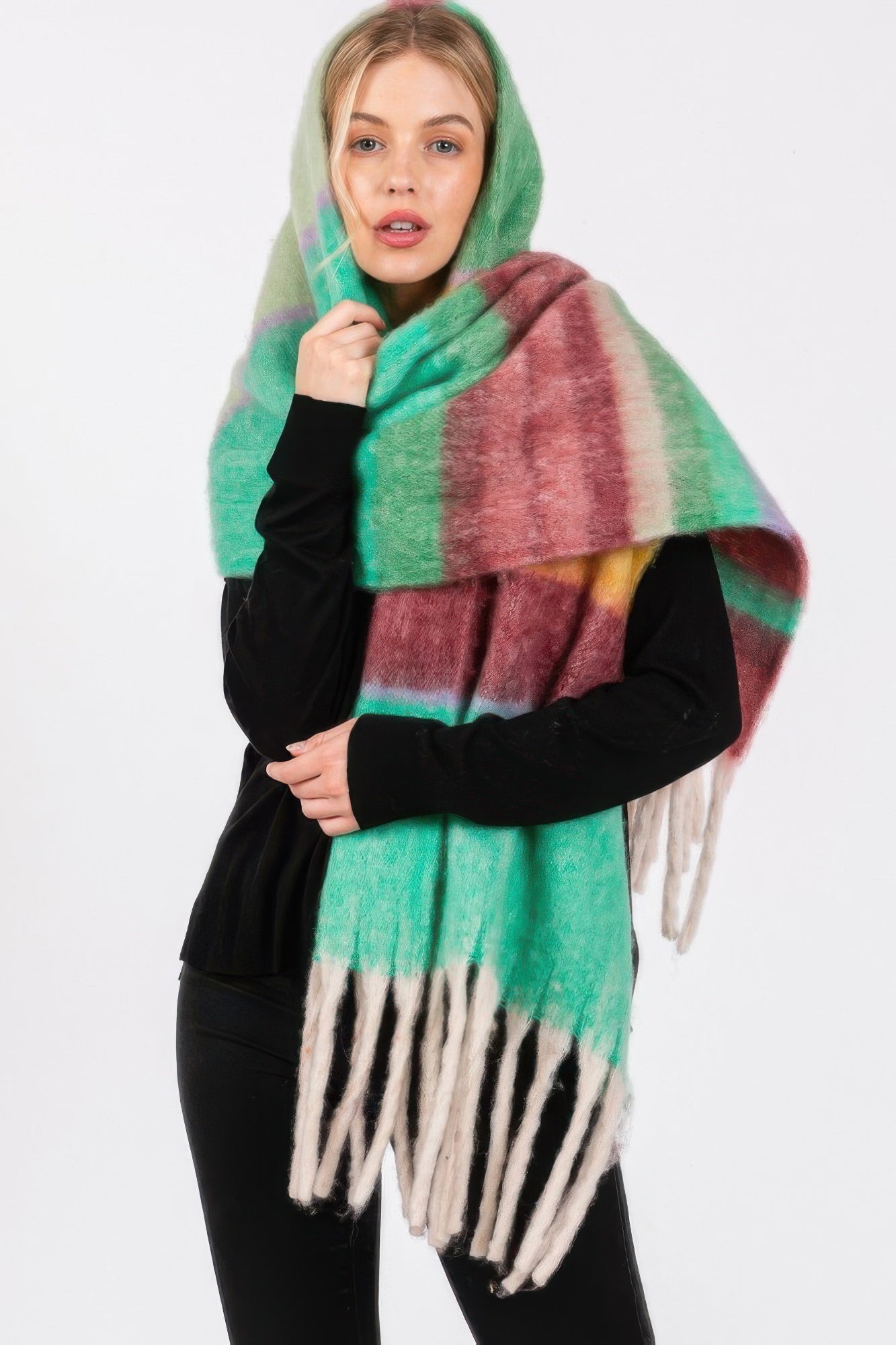 Brushed Multi Color Stripe Scarf - Tigbul's Variety Fashion Shop
