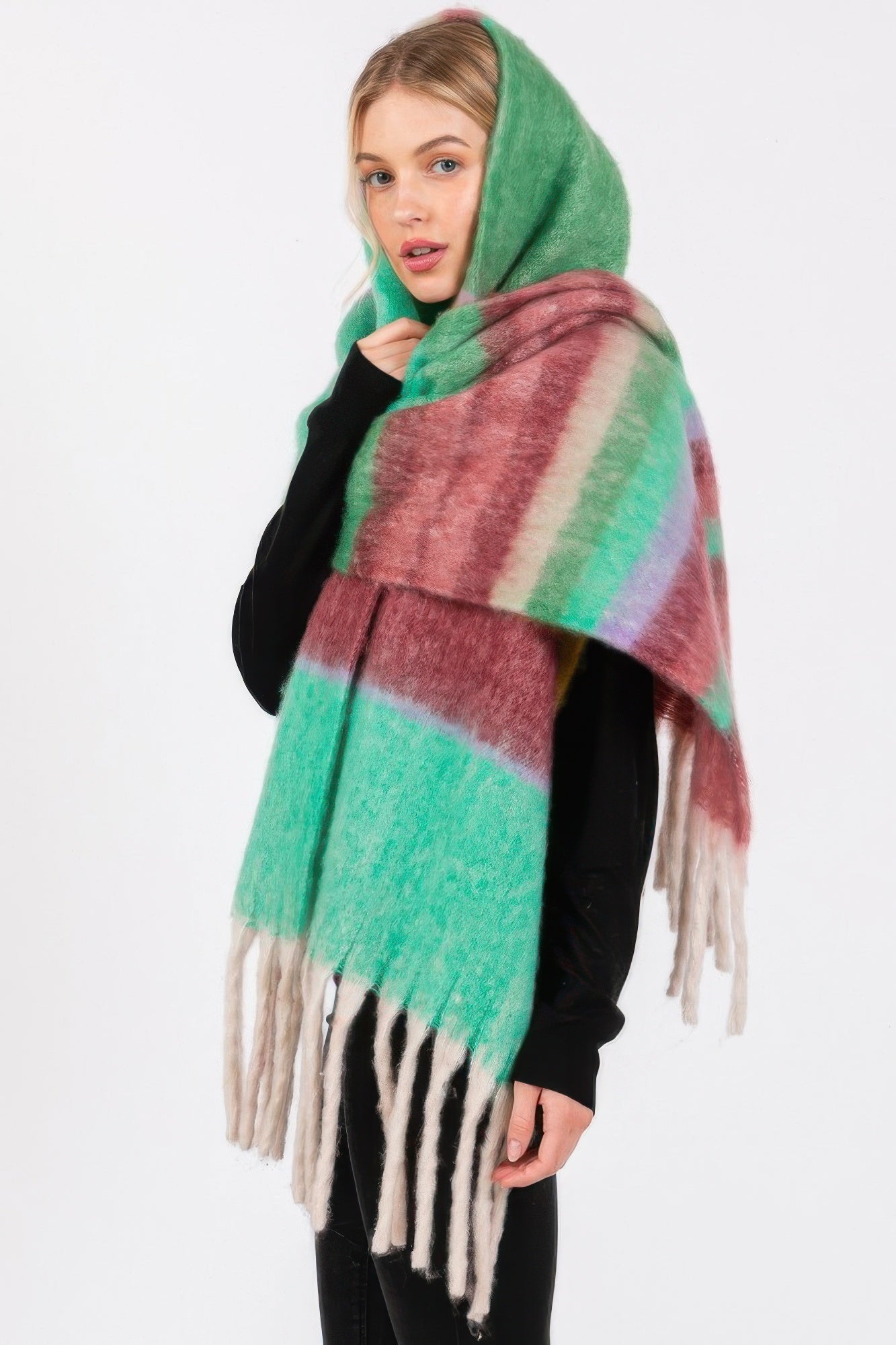 Brushed Multi Color Stripe Scarf - Tigbul's Variety Fashion Shop