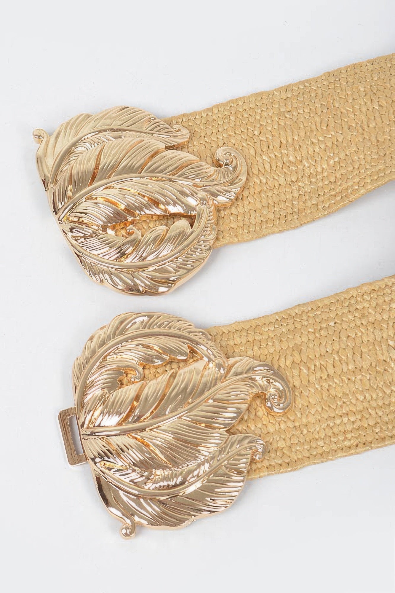 Leaf Metal Buckle Stretch Straw Belt - Tigbul's Variety Fashion Shop