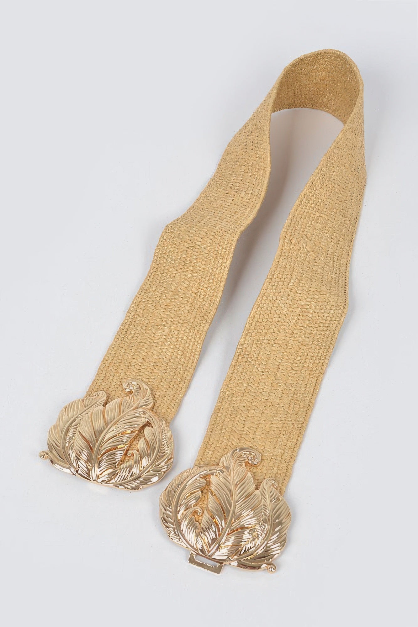 Leaf Metal Buckle Stretch Straw Belt - Tigbul's Variety Fashion Shop