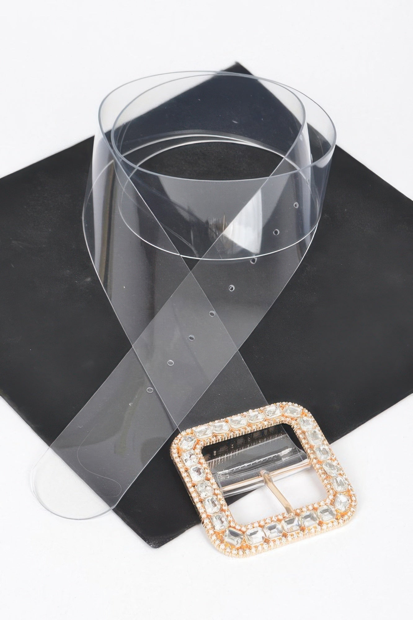 Stone Metal Buckle Clear Plus Size Belt - Tigbul's Variety Fashion Shop