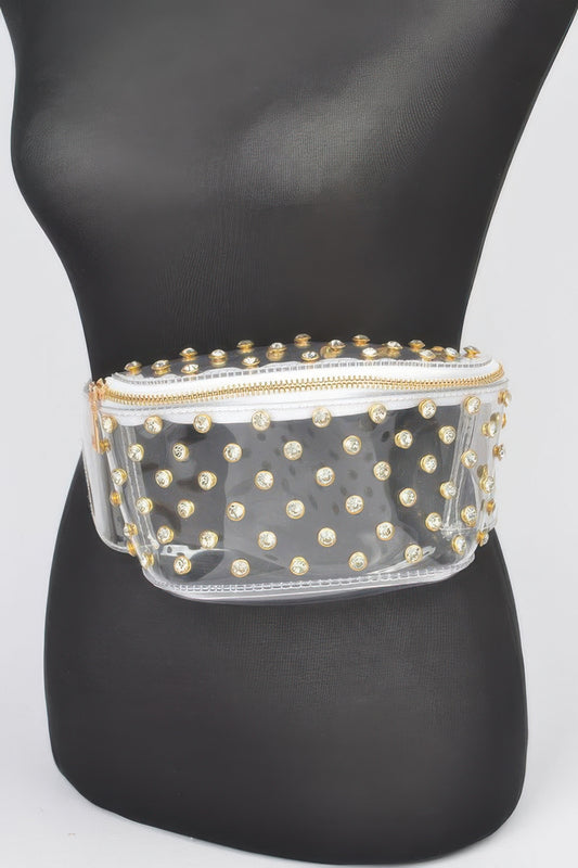 Transparent Rhinestone Studded Fanny Pack - Tigbul's Variety Fashion Shop