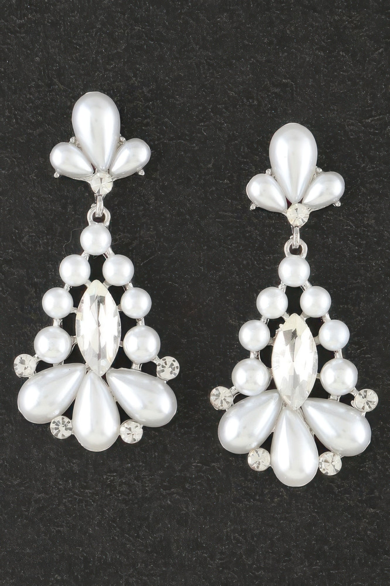 Jeweled Pearl Teardrop Earrings - Tigbul's Variety Fashion Shop
