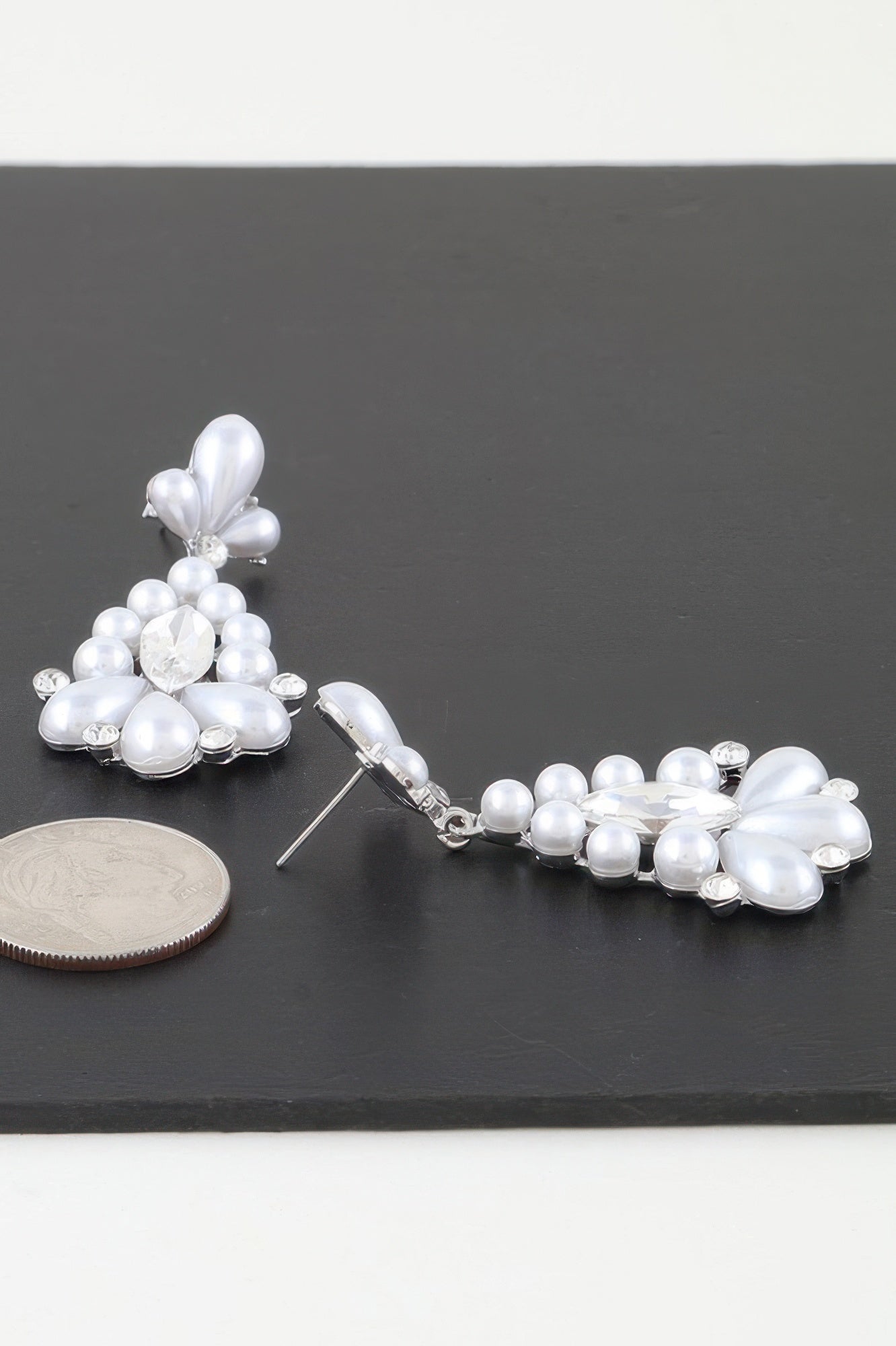 Jeweled Pearl Teardrop Earrings - Tigbul's Variety Fashion Shop