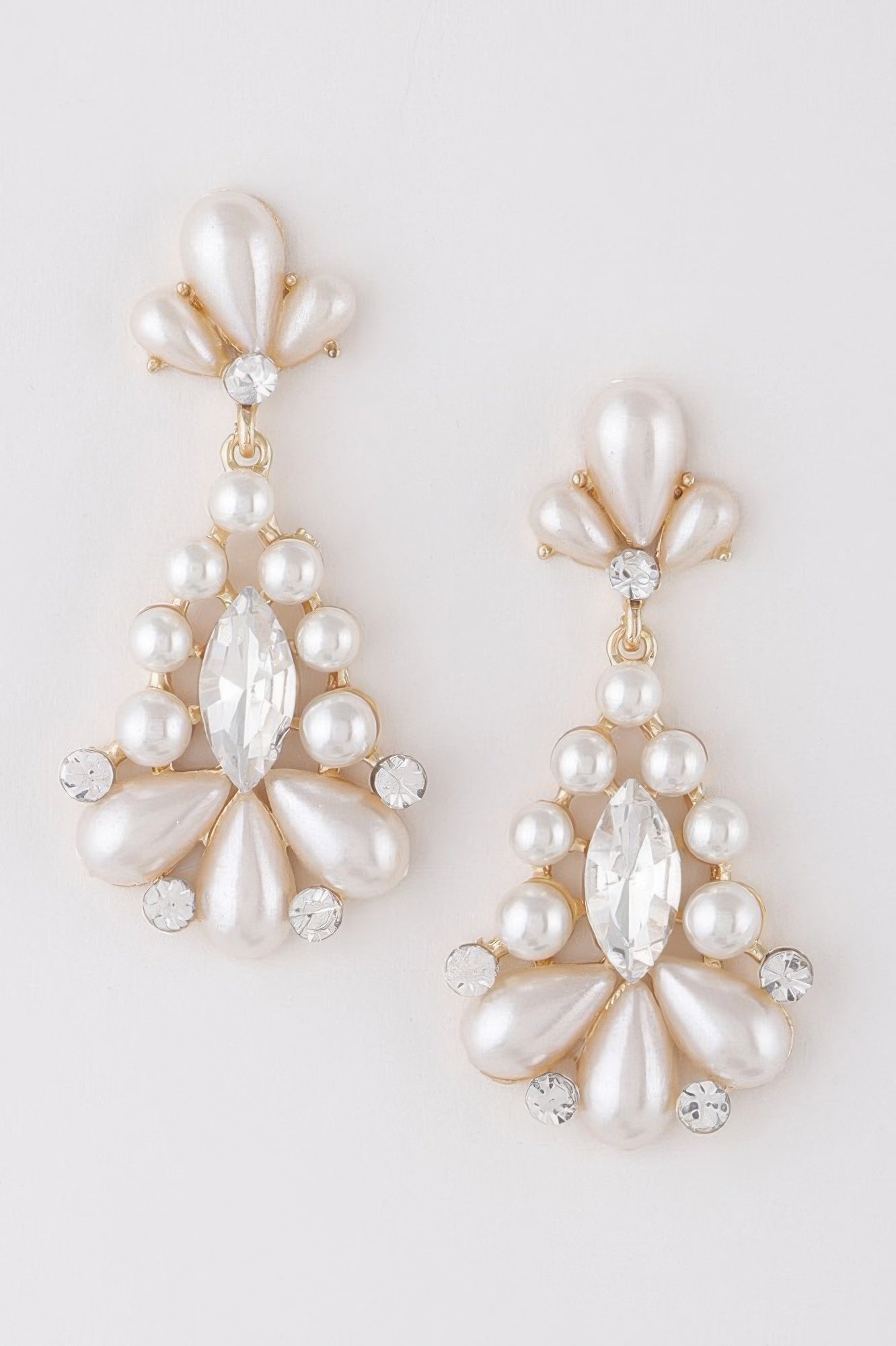 Jeweled Pearl Teardrop Earrings - Tigbul's Variety Fashion Shop