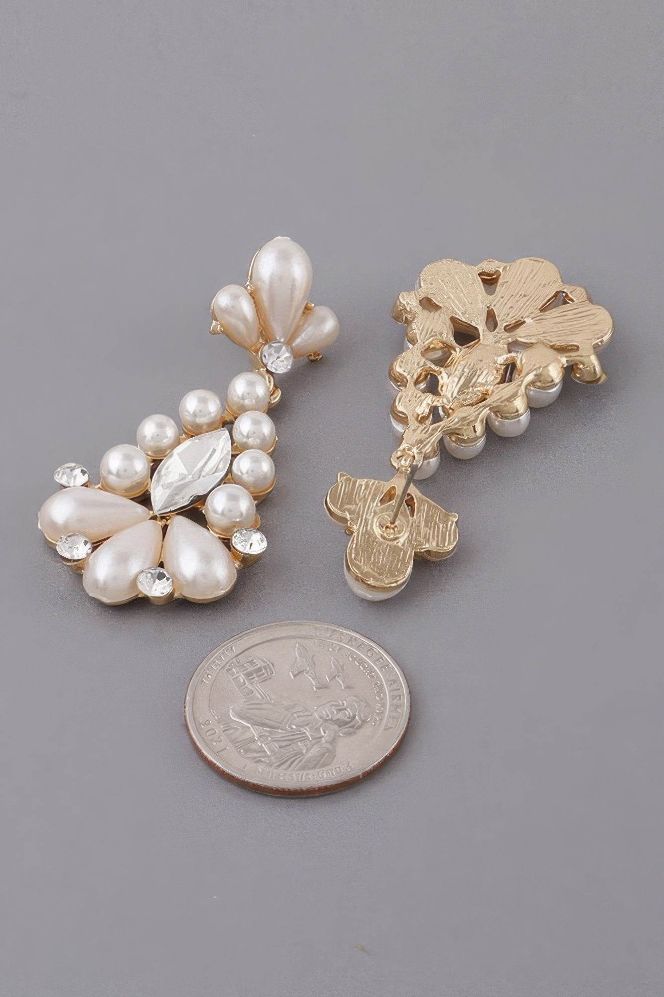 Jeweled Pearl Teardrop Earrings - Tigbul's Variety Fashion Shop