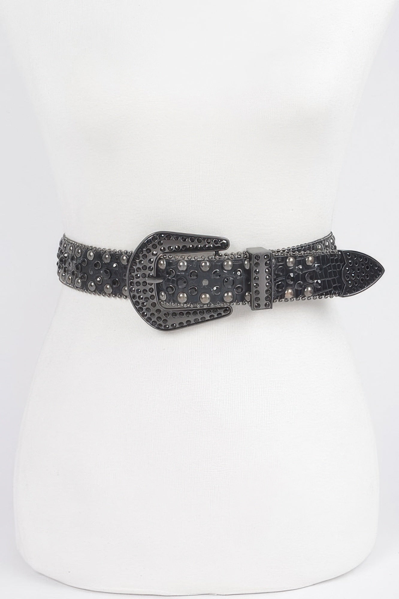 Rhinestone Metal Studded Multi Metal Belt - Tigbul's Variety Fashion Shop
