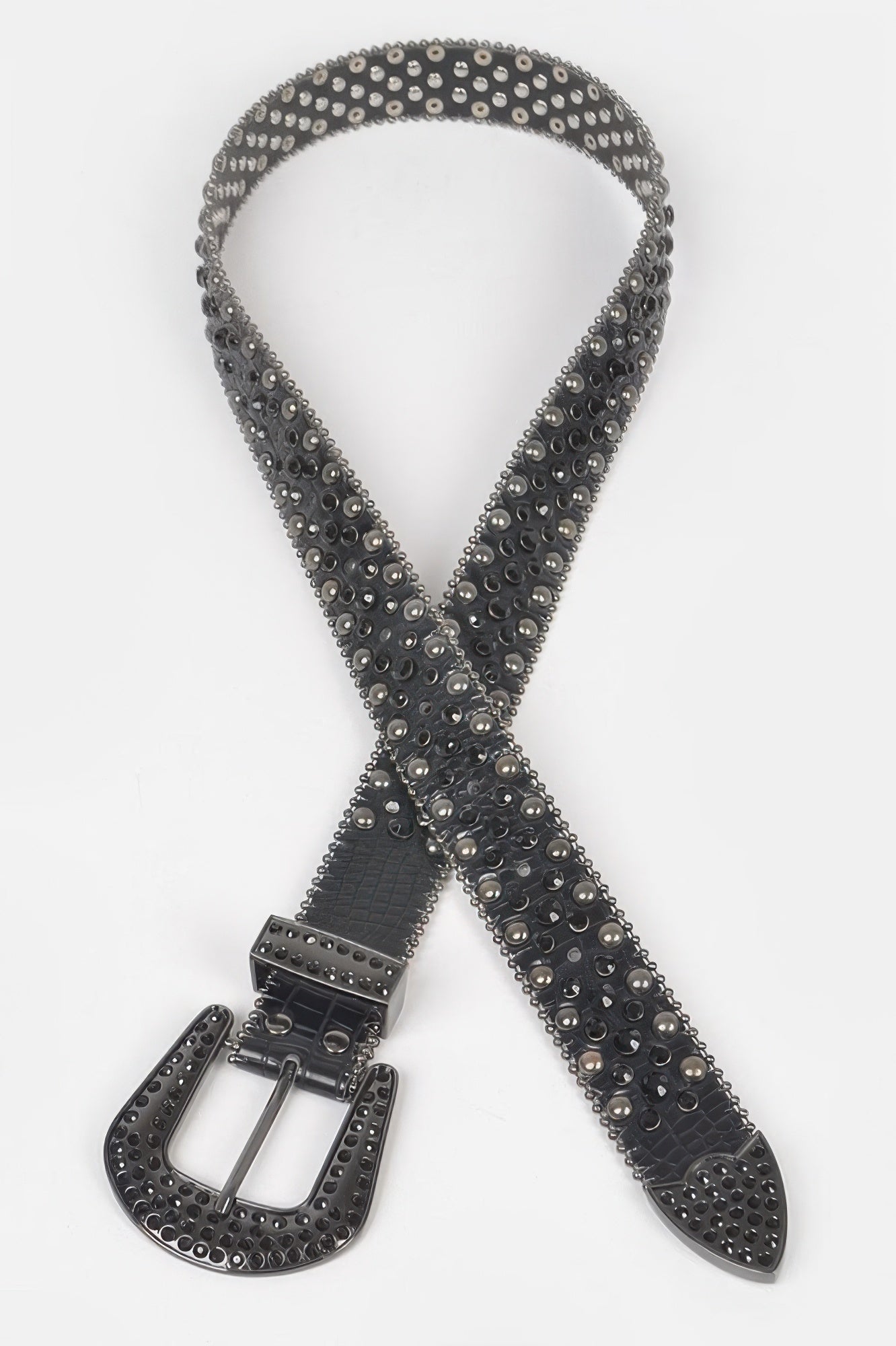 Rhinestone Metal Studded Multi Metal Belt - Tigbul's Variety Fashion Shop