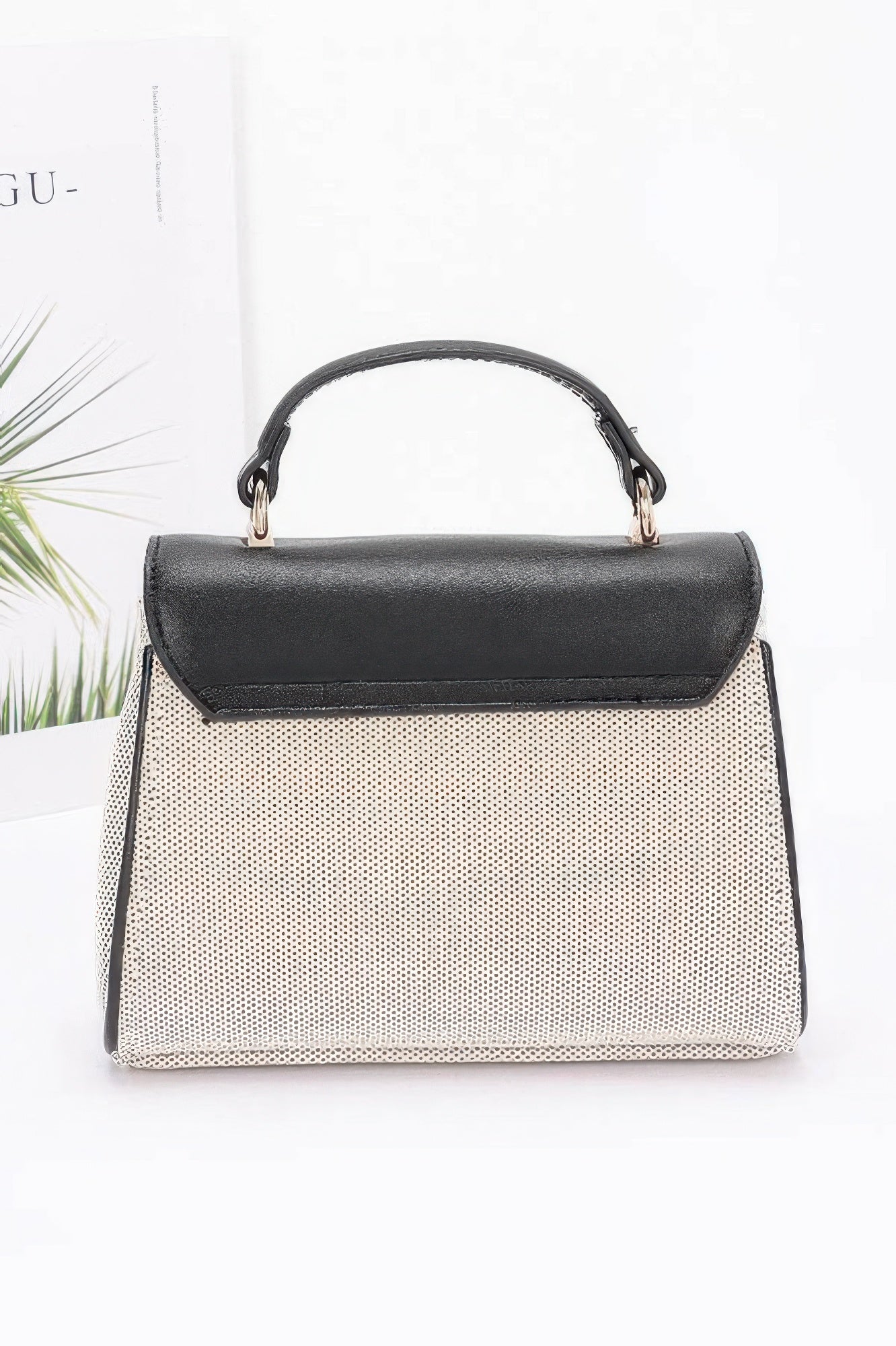 Canvas Top Handle Flap Bag - Tigbul's Variety Fashion Shop