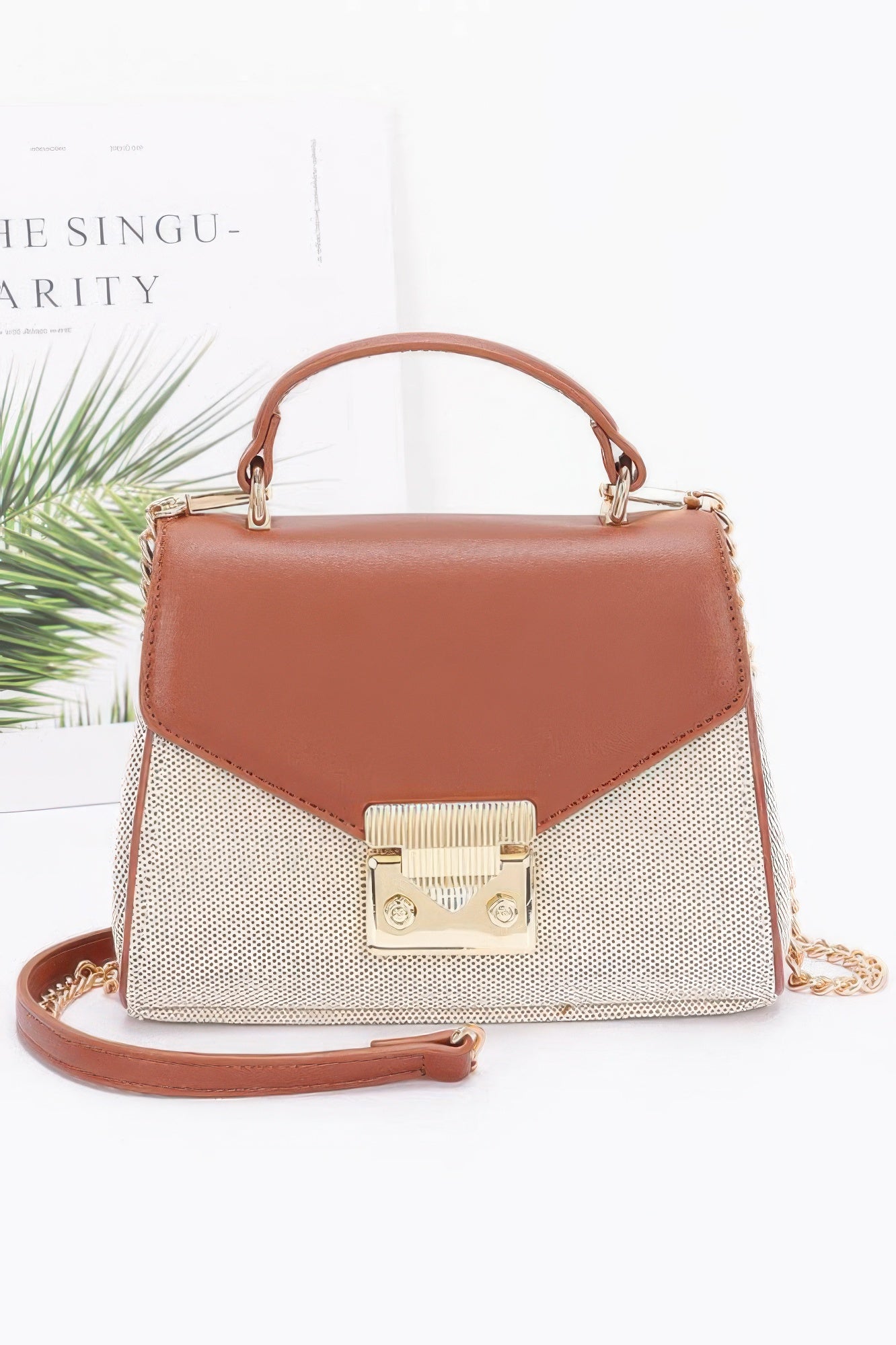 Canvas Top Handle Flap Bag - Tigbul's Variety Fashion Shop
