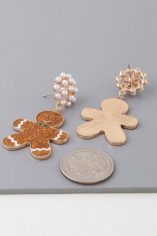 Glitter Gingerbread Man Earrings - Tigbul's Variety Fashion Shop