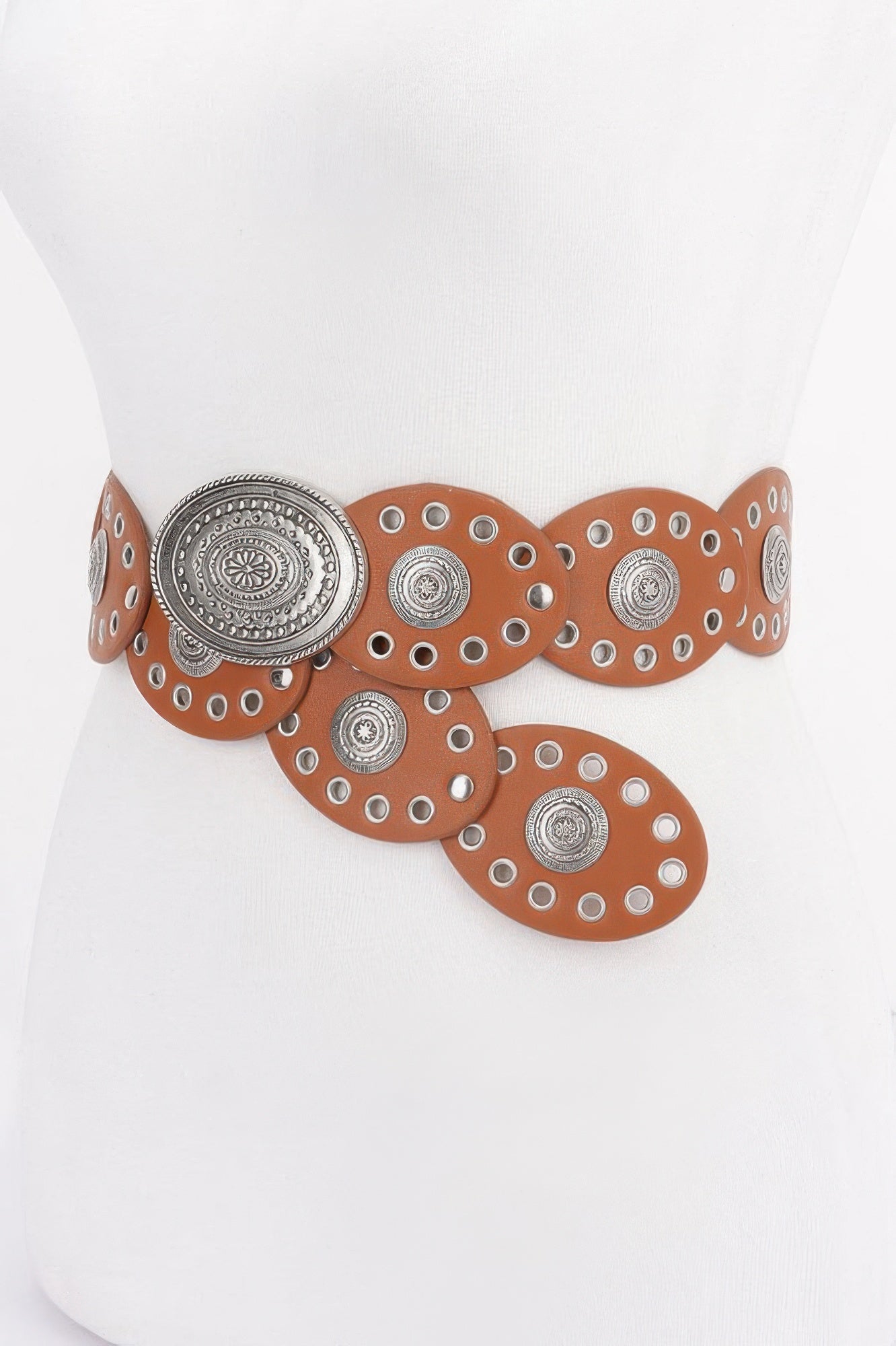 Faux Leather Oval Shape Vintage Belt - Tigbul's Variety Fashion Shop