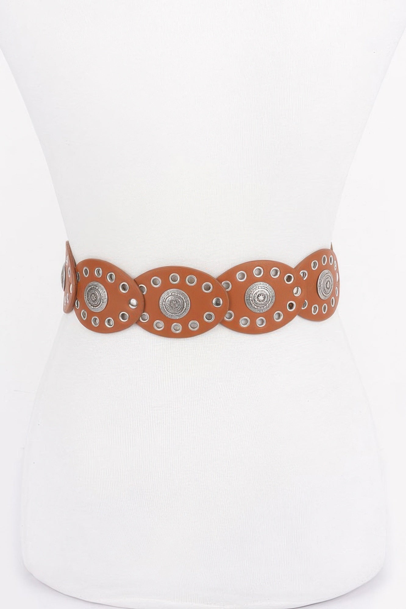 Faux Leather Oval Shape Vintage Belt - Tigbul's Variety Fashion Shop