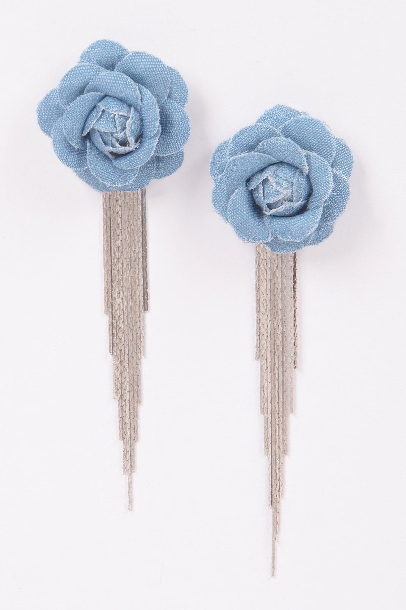Denim Flower Metal Fringe Earring - Tigbul's Variety Fashion Shop