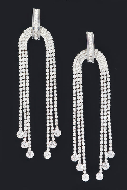 Rhinestone Fringe Earring - Tigbul's Variety Fashion Shop