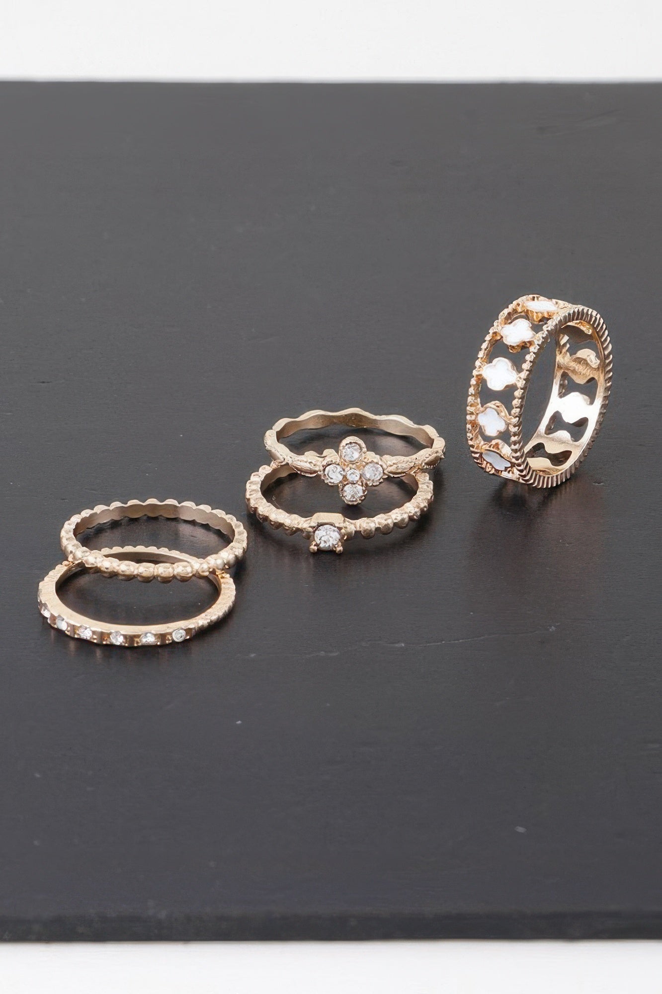 Multi Jewel Clover Ring Set - Tigbul's Variety Fashion Shop
