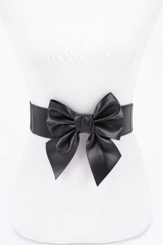 Faux Leather Ribbon Elastic Belt - Tigbul's Variety Fashion Shop