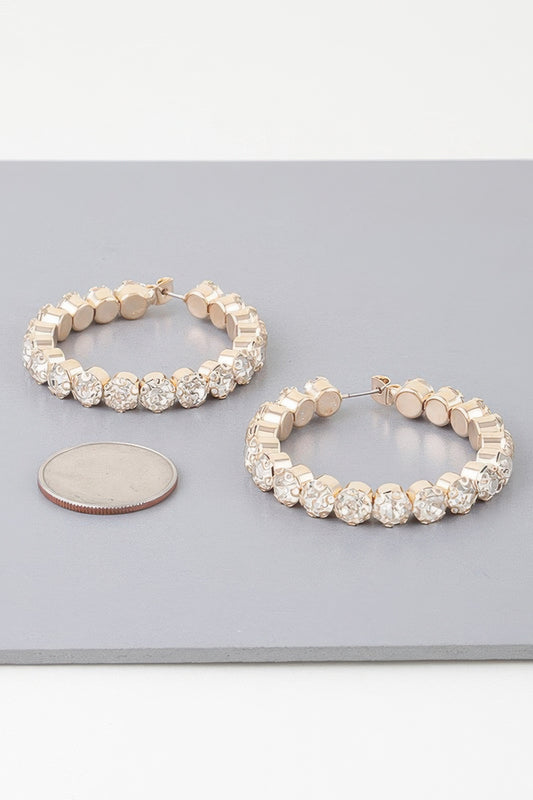 Geometric Rhinestone Cut Hoop Earrings - Tigbul's Variety Fashion Shop