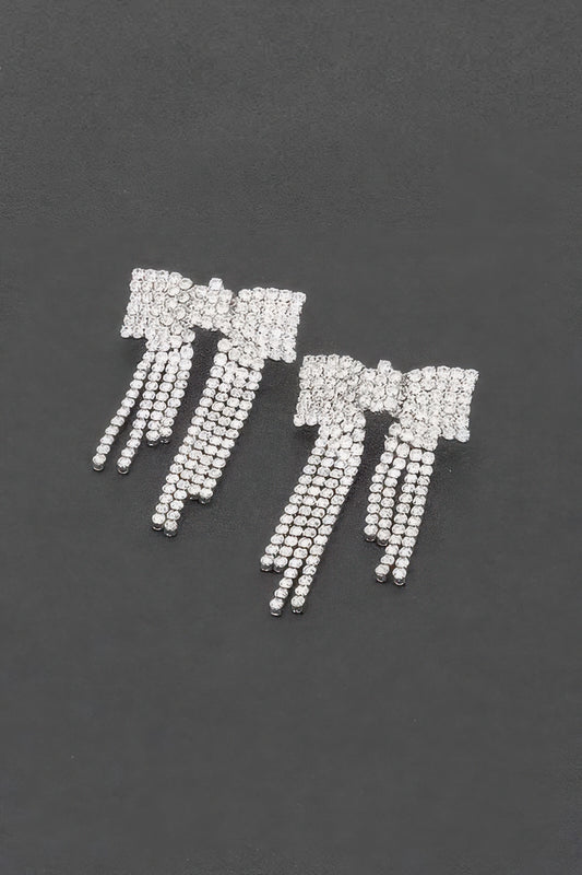 Rhinestone Ribbon Earrings - Tigbul's Variety Fashion Shop