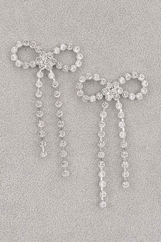 Rhinestone Ribbon Earring - Tigbul's Variety Fashion Shop