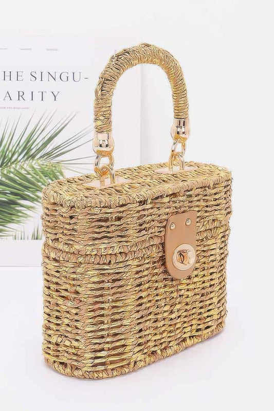 Braided Cotton Box Top Handle Bag - Tigbul's Variety Fashion Shop