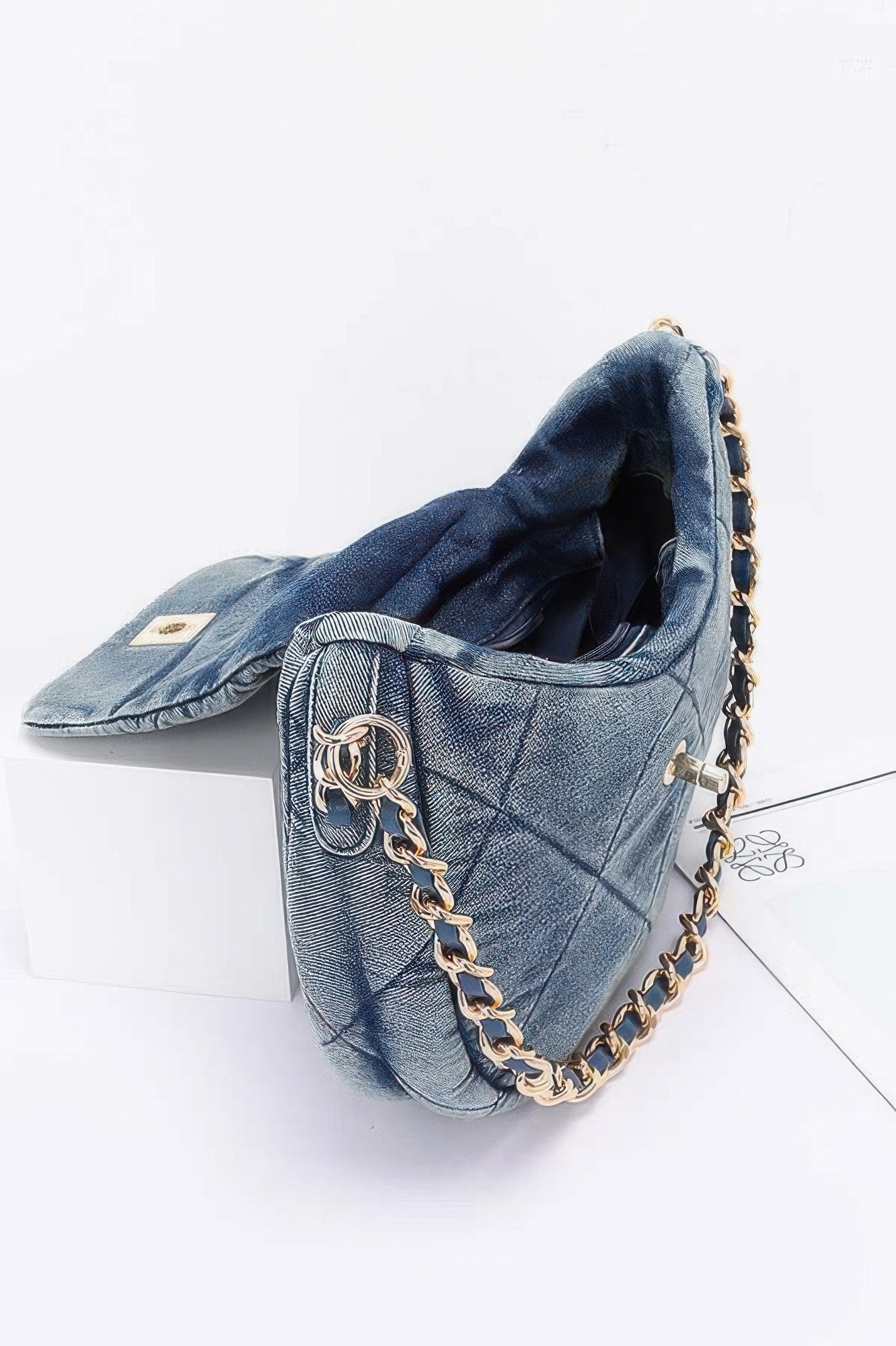 Quilted Washed Denim Crossbody Bag - Tigbul's Variety Fashion Shop