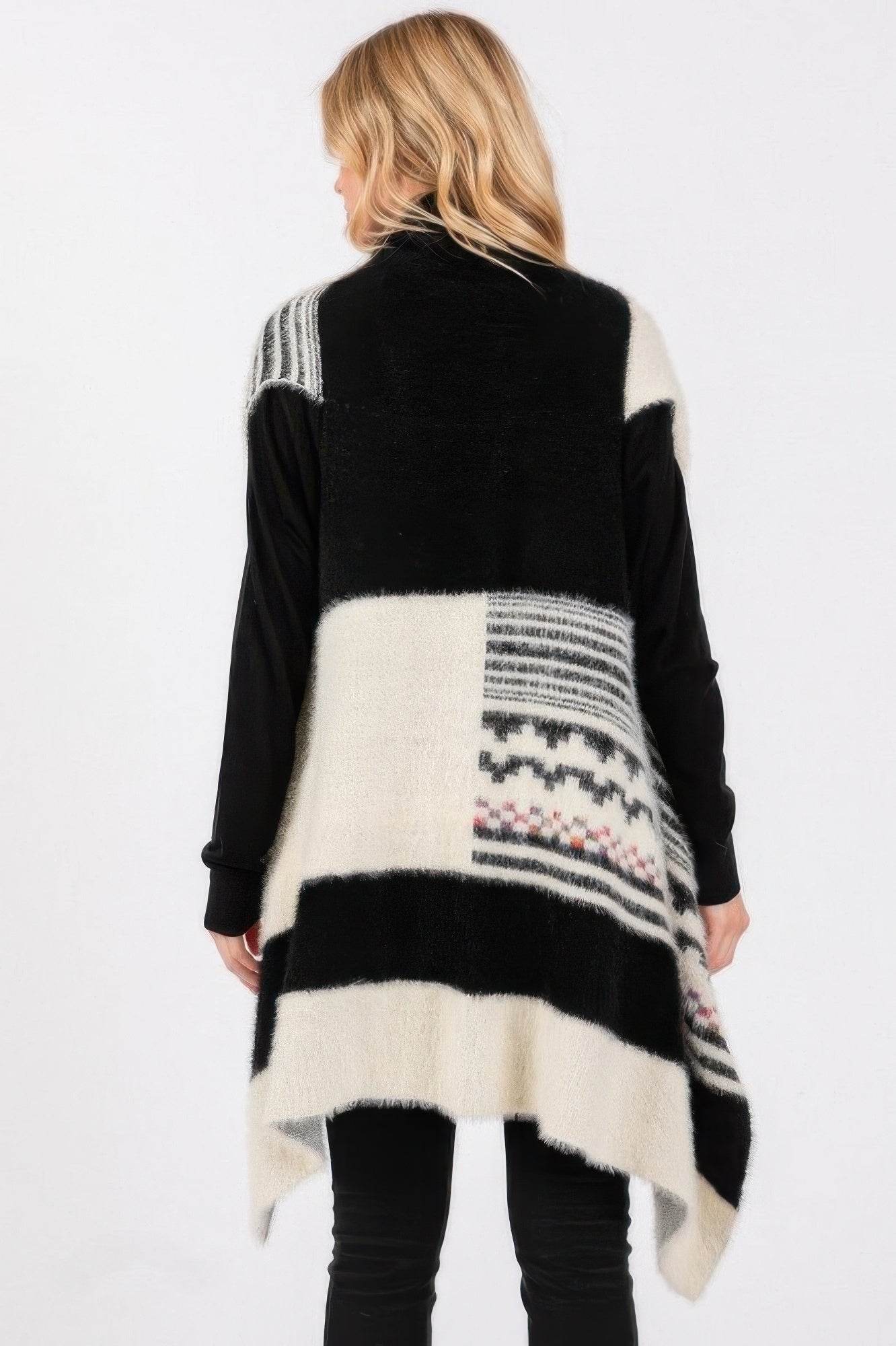 Fuzzy Aztec Pattern Vest - Tigbul's Variety Fashion Shop