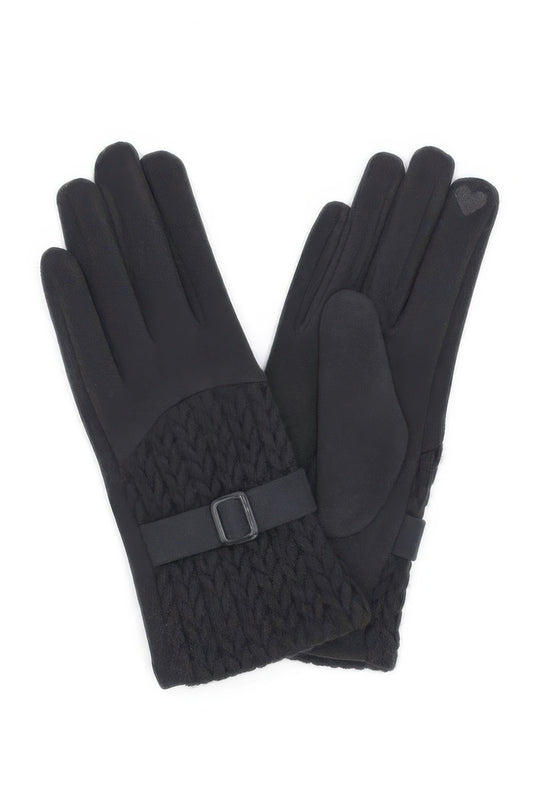 Cable And Band Detailed Smart Touch Gloves - Tigbul's Variety Fashion Shop