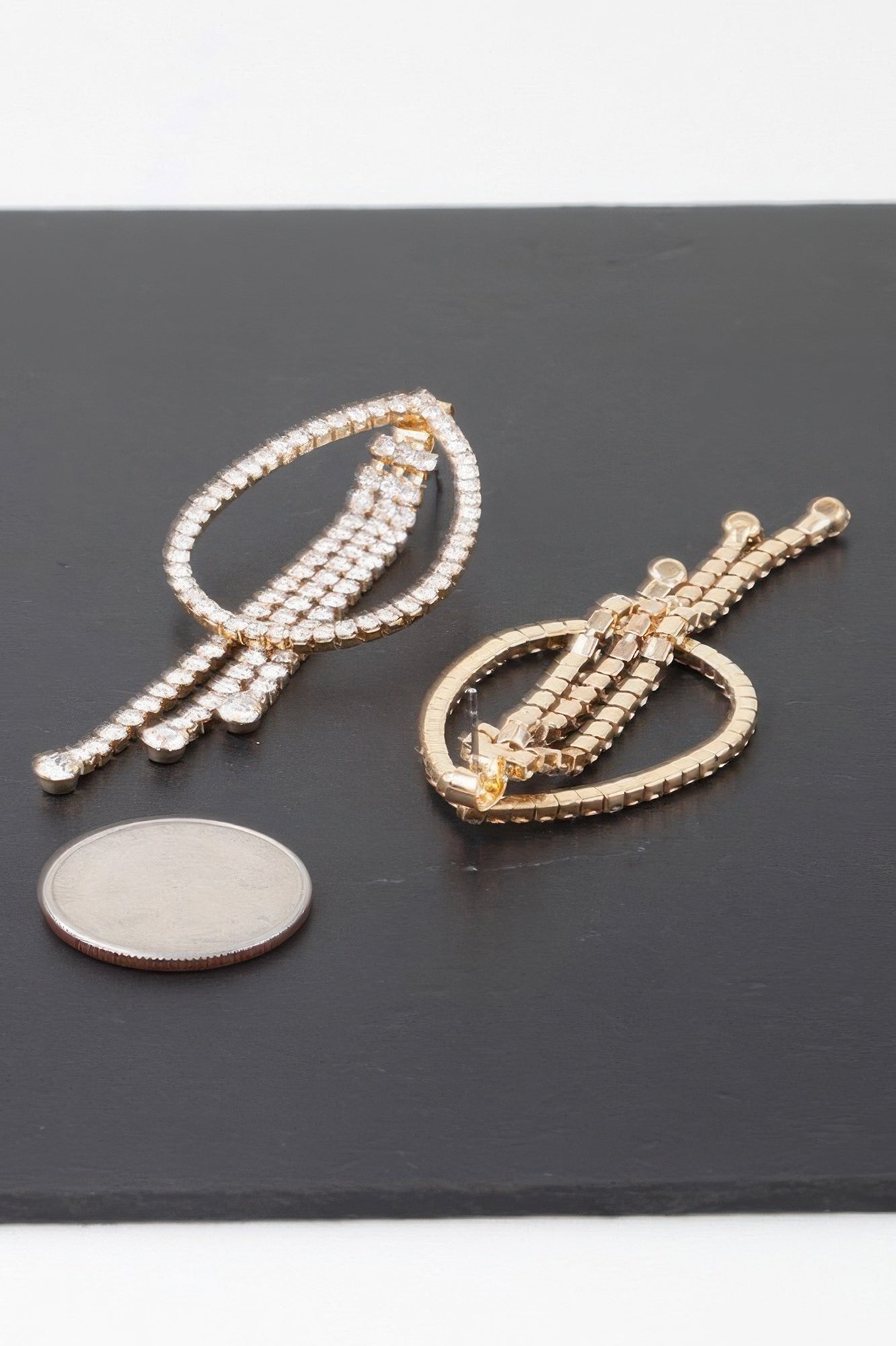 Rhinestone Teardrop Curtain Earrings - Tigbul's Variety Fashion Shop