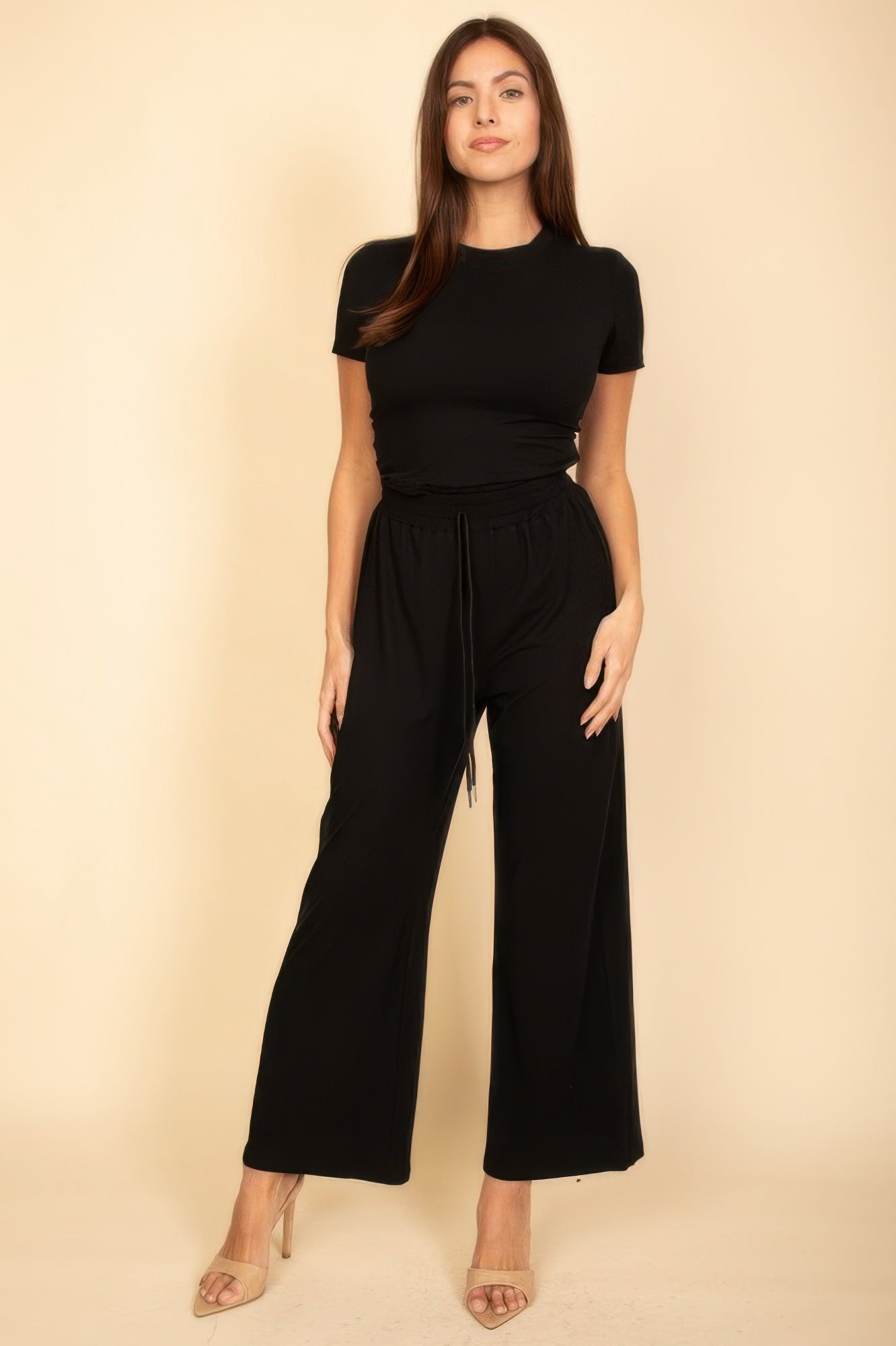 Relaxed Fit Top And Wide-leg Pants Set - Tigbul's Variety Fashion Shop