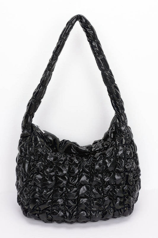 Quilted Metallic Padded Crossbody Bag - Tigbul's Variety Fashion Shop