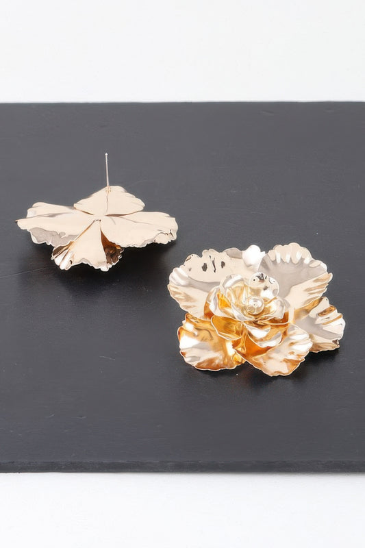 Shiny Gold Color Rose Petal Earrings - Tigbul's Variety Fashion Shop