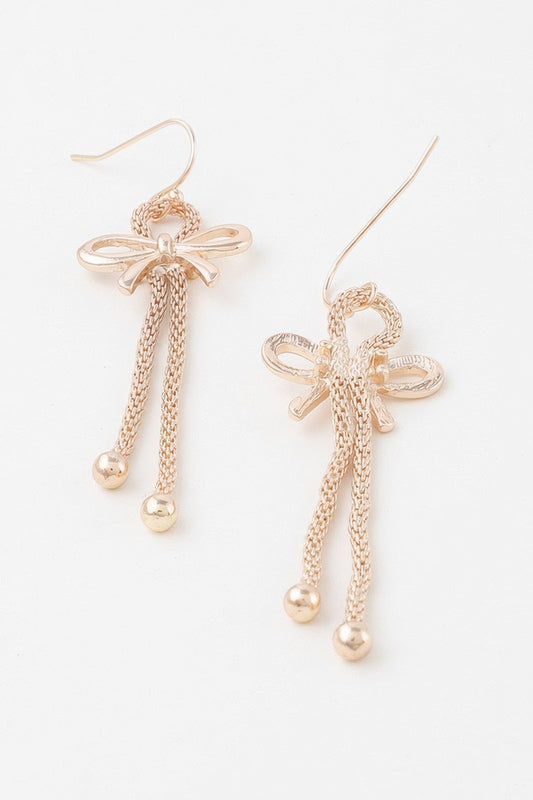 Box Chain Ribbon Earrings - Tigbul's Variety Fashion Shop
