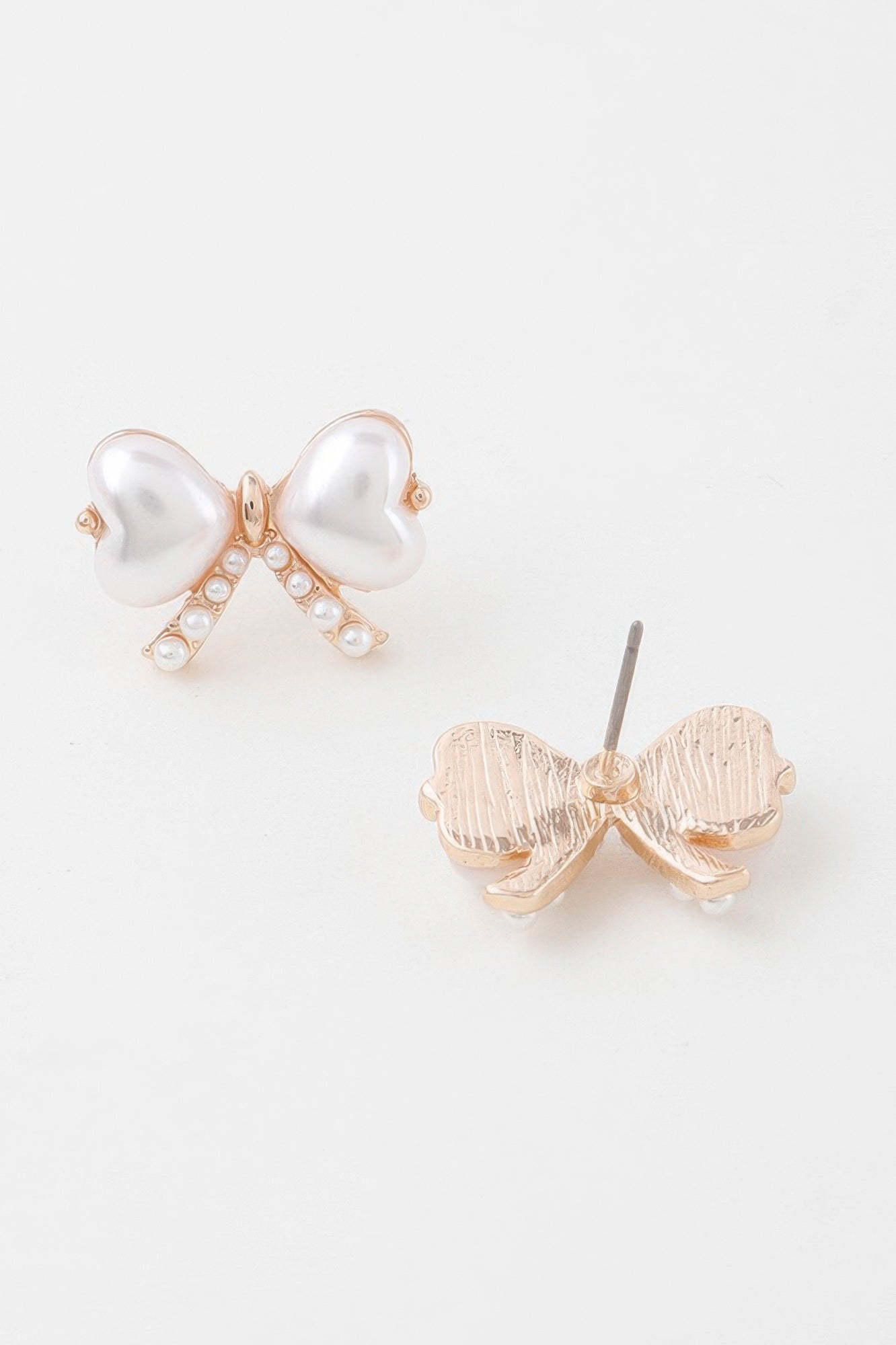 Heart Pearl Ribbon Earrings - Tigbul's Variety Fashion Shop