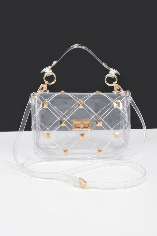 Studded Clear Handle Bag - Tigbul's Variety Fashion Shop