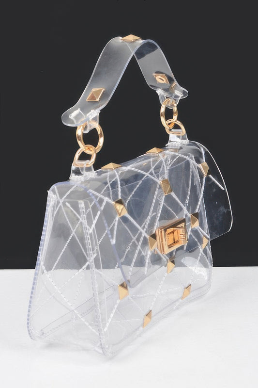 Studded Clear Handle Bag - Tigbul's Variety Fashion Shop