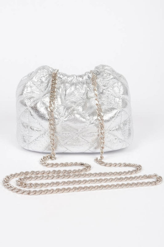 Quilted Metallic Bucket Bag - Tigbul's Variety Fashion Shop