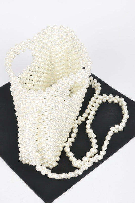 Hand Made Faux Pearl Bead Crossbody Bag - Tigbul's Variety Fashion Shop