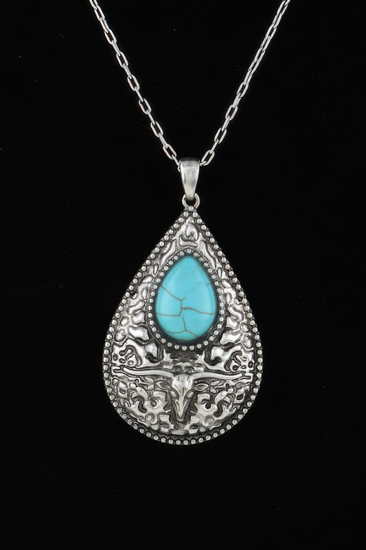 Antique Bull Teardrop Necklace - Tigbul's Variety Fashion Shop