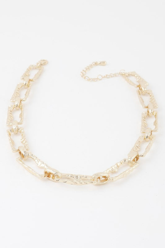 Hammered Link Chain Necklace - Tigbul's Variety Fashion Shop
