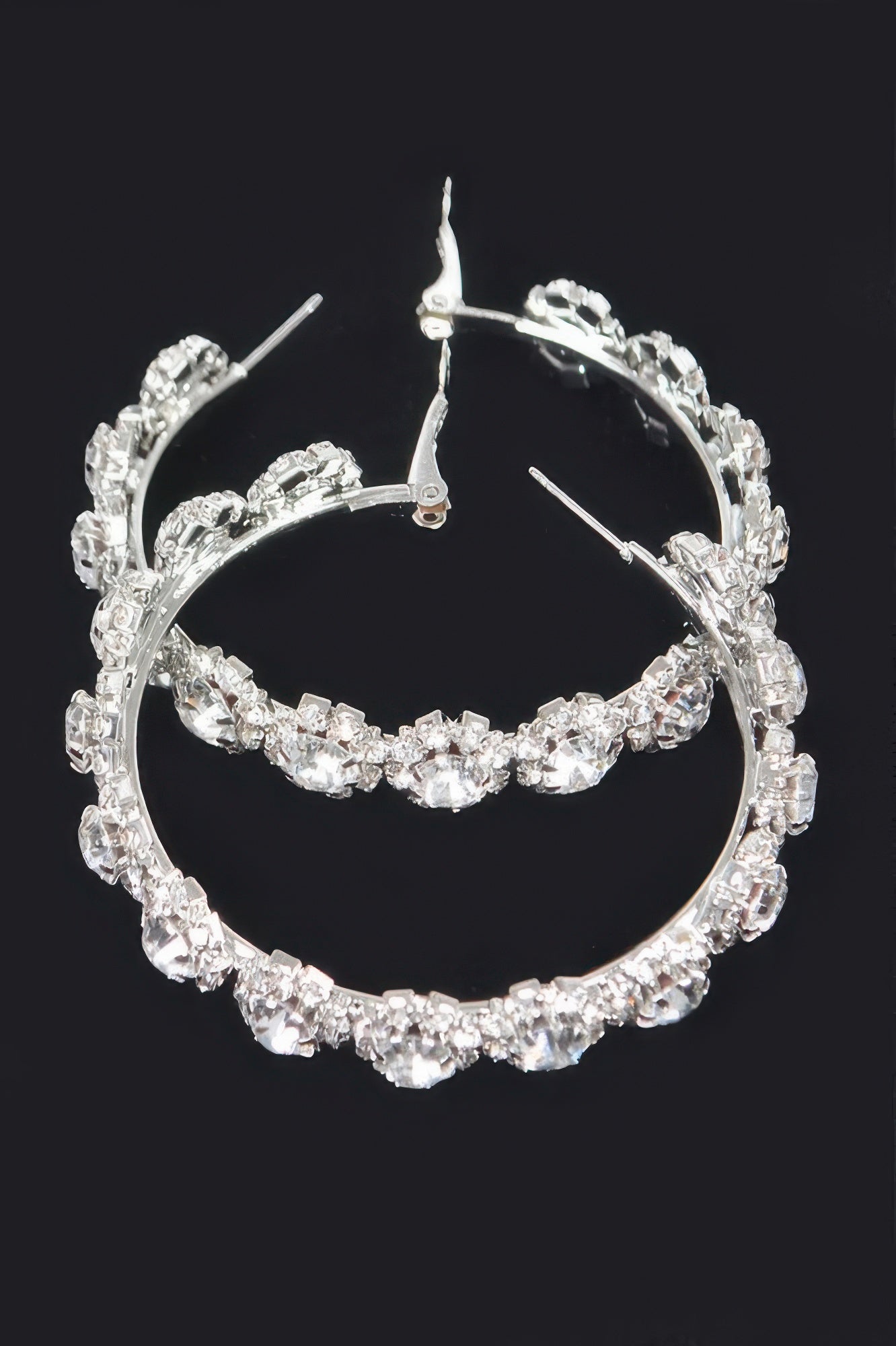 Multi Rhinestone Flower Hoop Earring - Tigbul's Variety Fashion Shop