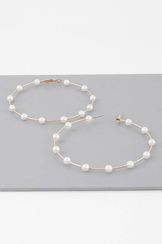 Oversized Stone Lined Hoop Earrings - Tigbul's Variety Fashion Shop