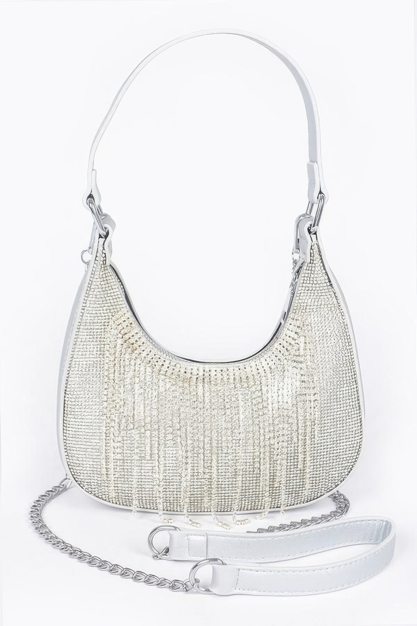 Hot Fix Stones Rhinestones Fringe Hobo Bag - Tigbul's Variety Fashion Shop