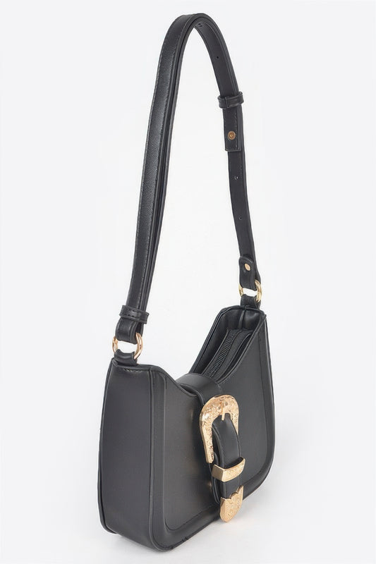 Vegan Metal Buckle Shoulder Bag - Tigbul's Variety Fashion Shop