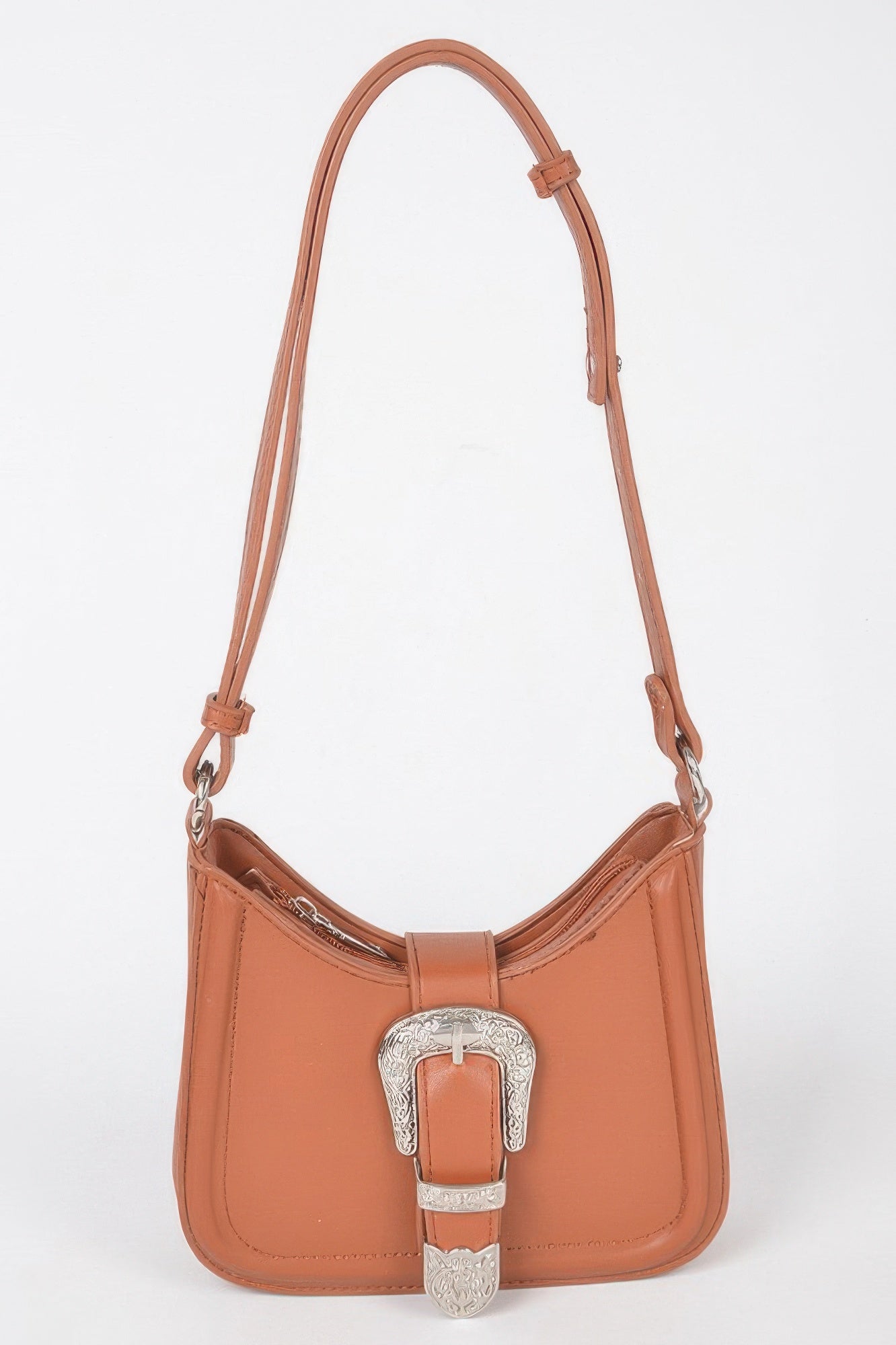 Vegan Metal Buckle Shoulder Bag - Tigbul's Variety Fashion Shop