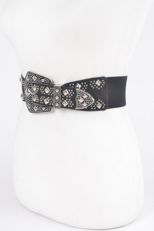 Multi Metal Studded Plus Size Elastic Belt - Tigbul's Variety Fashion Shop